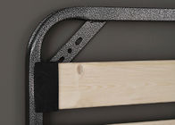 Foldable Encrypted Slat Wood Black Iron Metal Bed Frame