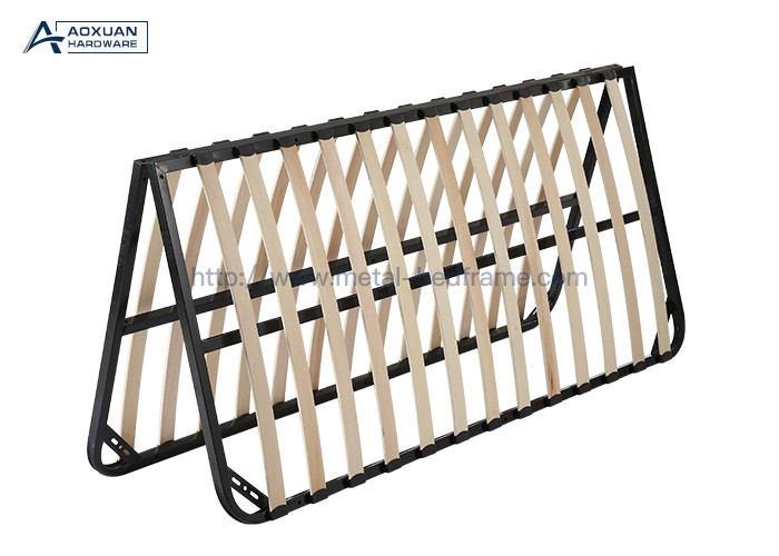 Black Wooden Slat Double Foldable Platform Bed Frame